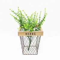 Wholesale Shabby Chic Novelty Square Metal Wire Desktop Floor Herbs Cactus Flower Planter Pot for Home Garden Decoration