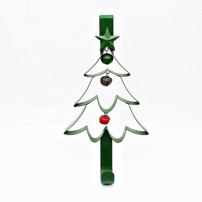 2019 Cheap Over the Door Single Holder Hooks Metal Wire Christmas Tree Design for Wreath Stocking Hanger Xmas Home Decoration