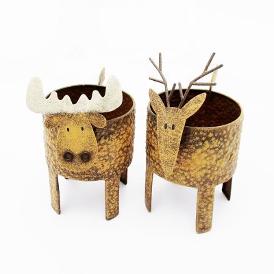 Metal Tealight Candle Holder Cute Reindeer design for Christmas Decorations Novelty Gifts