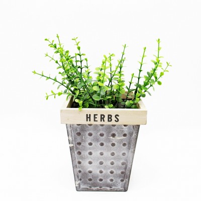 Wholesale Country Side Outdoor Indoor Desktop Floor Decorative Galvanized Herbal Flower Planter Pots for Home Garden Decoration