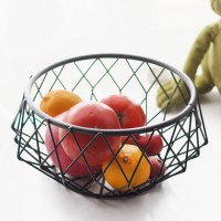 Nordic modern decorative geometric round metal wire fruit storage bowl basket for home decoration