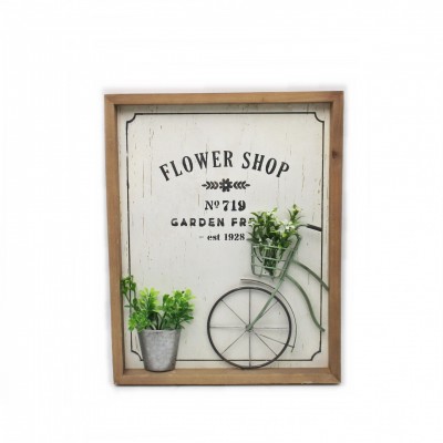 Wholesale Rustic Wall Hanging Decor with Miniature Bike and Flower Pots  for Outdoor Indoor Interior Home Garden Decoration