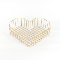 Wholesale heart shaped gold metal wire storage fruit basket